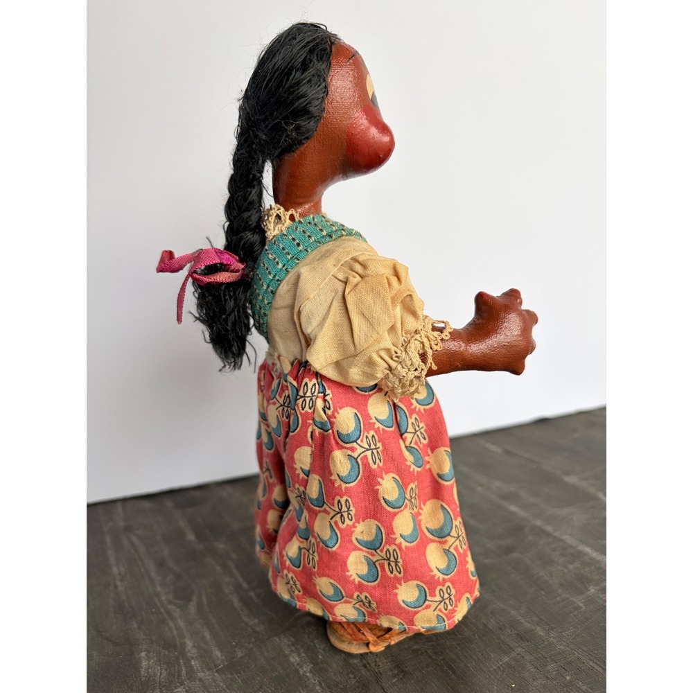 Vintage Mexican Folk Art Doll Handmade Paper Mache Hand Painted Huaraches - Picture 5 of 11